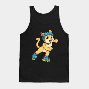 Cat as Inline skater with Inline skates and Helmet Tank Top